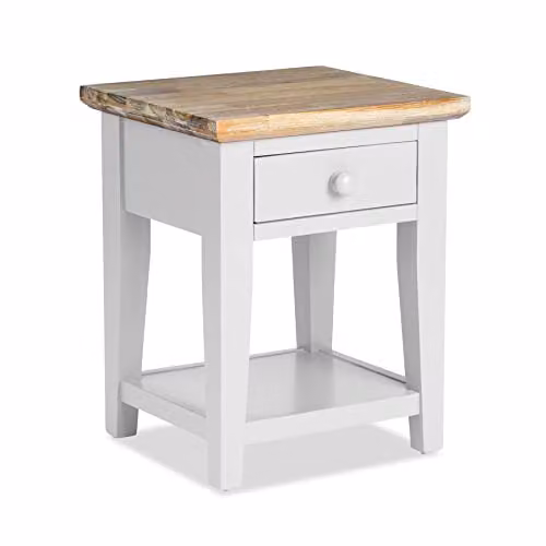 Statement Furniture Florence White Wooden Sofa Table with Drawer and Shelf, W/D/H: 40 x 45 x 55 cm