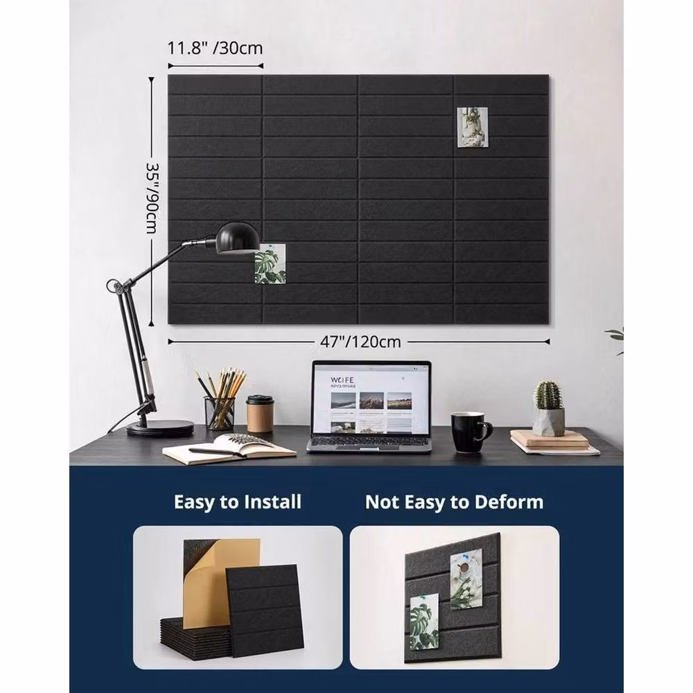 NESTLUNE 12 Pack Black Decorative Acoustic Felt Wall Panels, 30.48 x 30.48 cm – 5