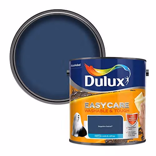 Dulux Easycare Washable and Tough Matt Emulsion Paint for Walls and Ceilings, Sapphire Salute Blue, 2.5L