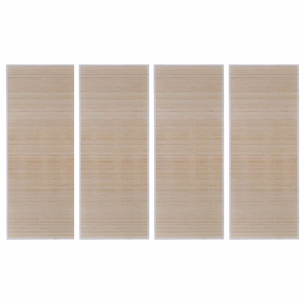 Berkfield Home Set of 4 Rectangular Natural Bamboo Rugs in Beige, W: 120 cm, L: 180 cm – 1