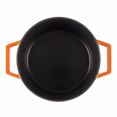 Cooks Professional Enamelled Cast Iron Casserole Dish with Lid and Handles, Orange, 26cm, 5.8l – 3