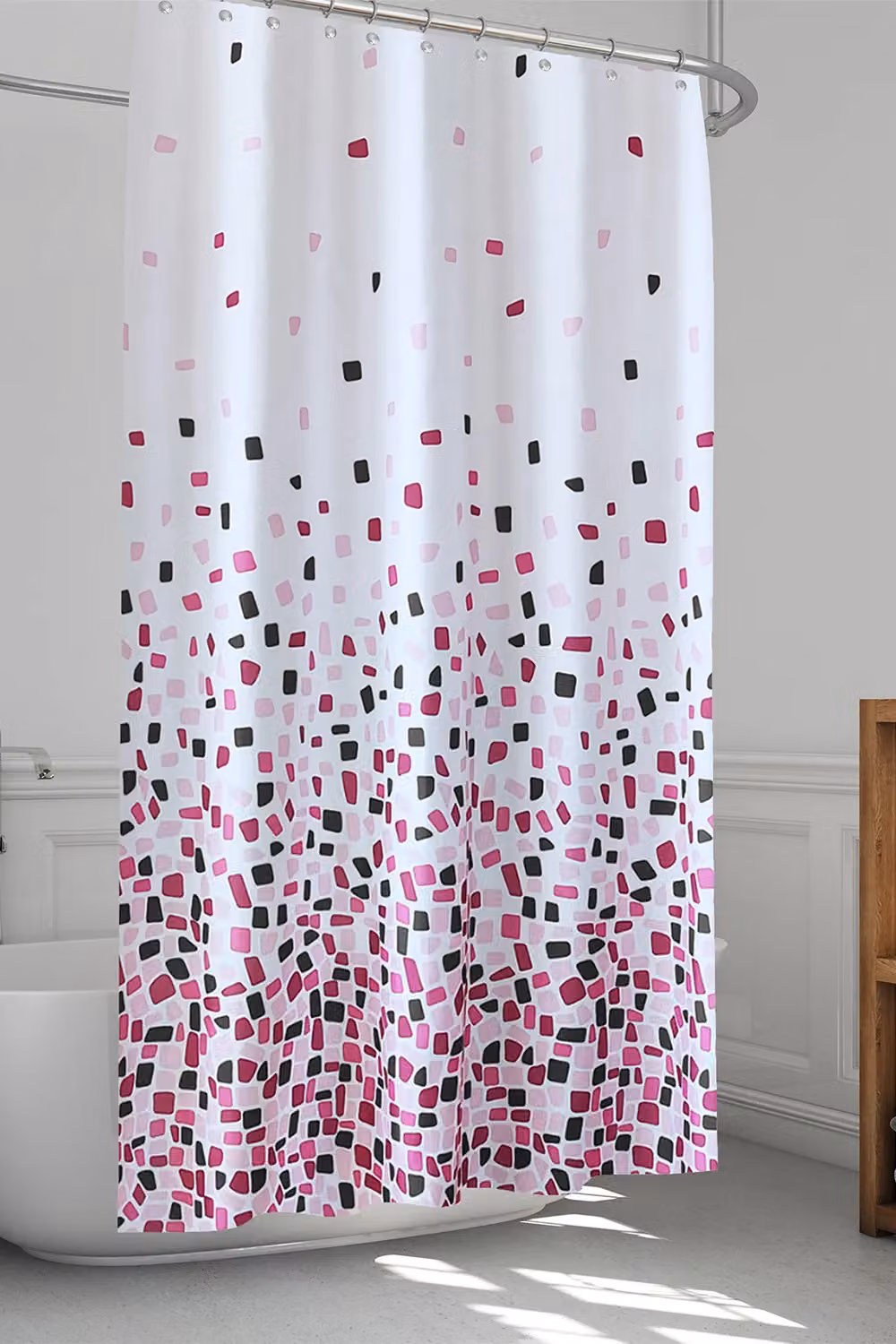 Neel Blue Mandala Polyester Water-Resistant Shower Curtain in Black and Blue, W/D/H: 180 x 180 x 200 cm – 2
