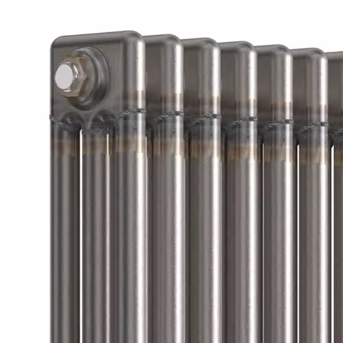 Lux Heat Horizontal 3 Column Traditional Steel Radiator in Silver Grey, H: 50 cm, W: 60.5 cm – 3