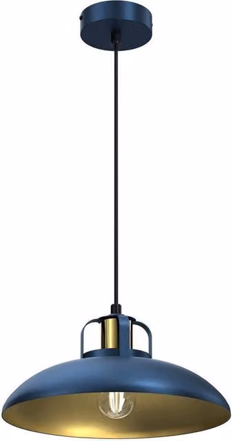 Milagro Felix Blue and Gold Metal Pendant Lamp with Adjustable Height