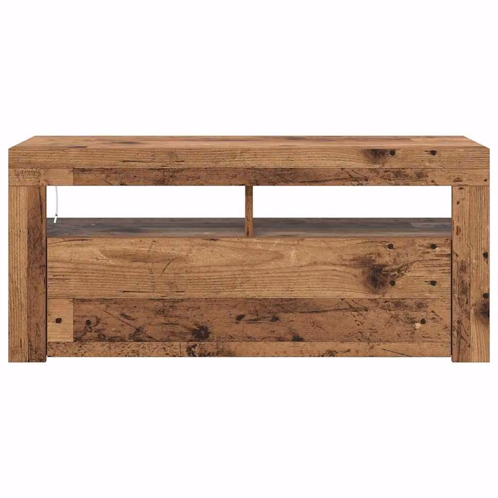 Berkfield Home Modern TV Cabinet with LED Lights in Old Wood Brown, W/D/H: 90 x 35 x 40 cm – 6