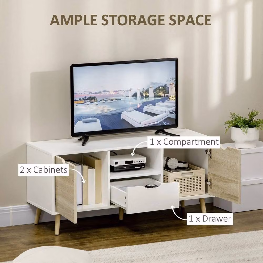 KORVIXA Modern White TV Cabinet Entertainment Centre with Storage W/D/H: 110 x 40 x 50 cm – 2