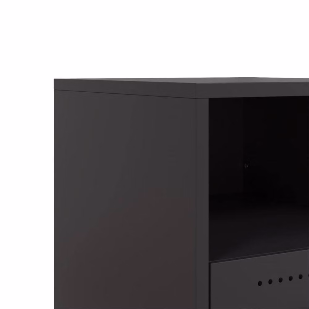 Berkfield Home Set of 2 Stylish Black Metal Bedside Cabinets, W/D/H: 39 x 36 x 43.5 cm – 4