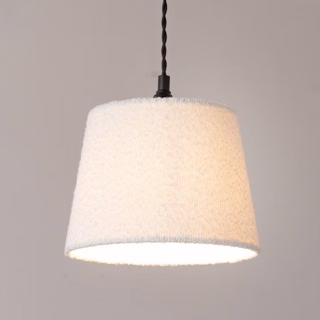 Rory Boucle Tapered Easy Fit Ceiling Lamp Shade and LED Bulb in Cream