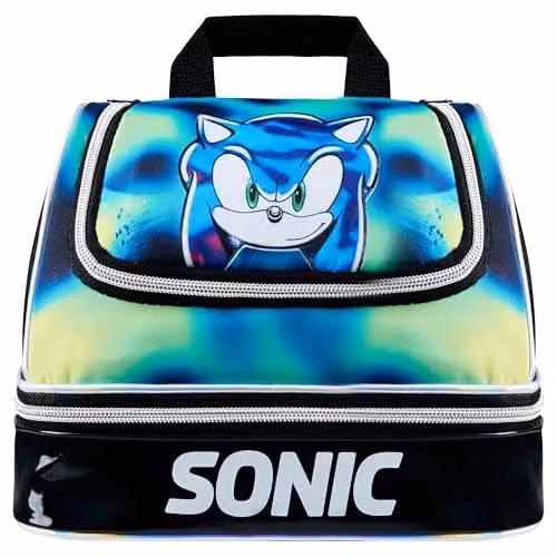 Get Trend Sonic the Hedgehog Kids Insulated Lunch Bag with Two Compartments in Black and Multicolour
