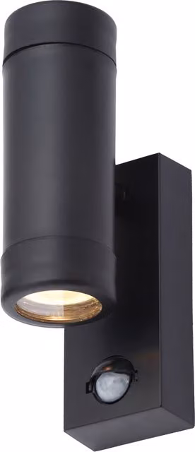 Litecraft Rhyl Black Up and Down Outdoor Wall Light with PIR Motion Sensor