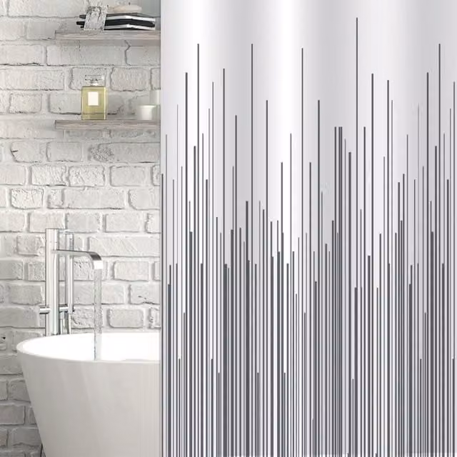 Showerdrape City White and Grey Graphic Shower Curtain – 1