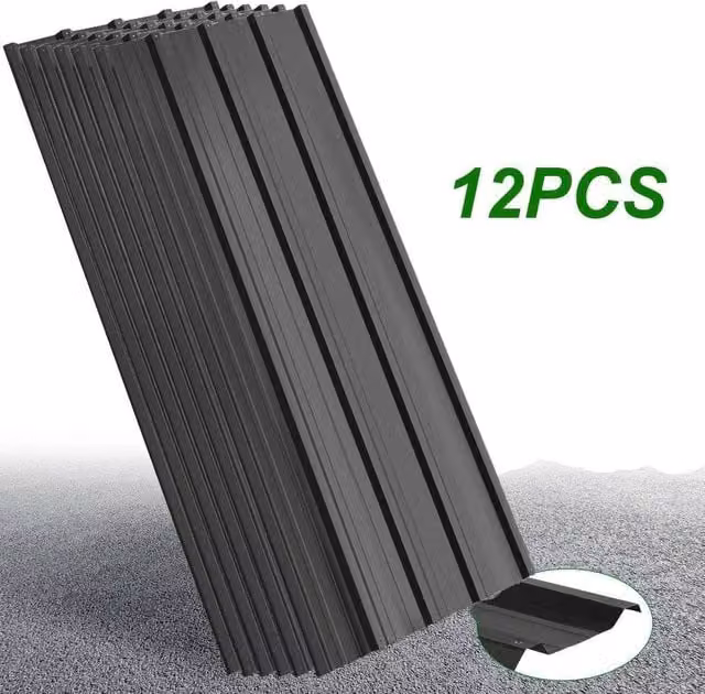 SPETLEK 12 Pack Corrugated Galvanised Steel Roof Sheets for Sheds and Carports, Black, W: 100 cm, L: 300 cm
