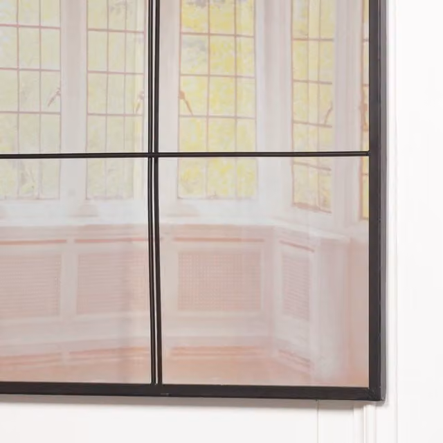 Glasstone Black Metal Window Wall Mirror, W/H: 90 x 90 cm