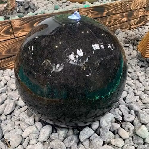 Tranquility Spring Stone Black Granite Polished Sphere Water Feature, W/D/H: 40 x 40 x 40 cm – 2