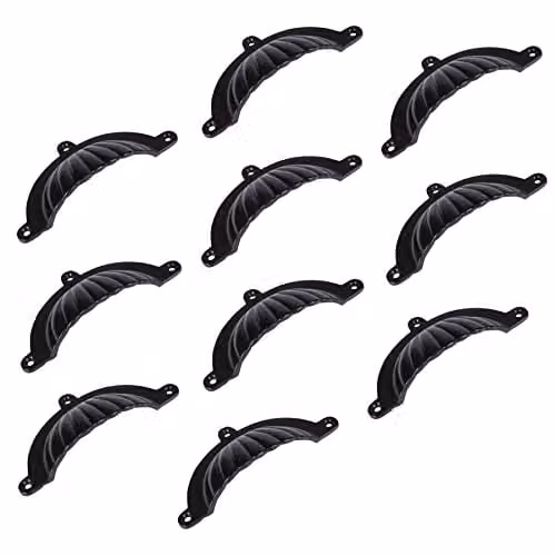 Hammer and Tongs Matt Black Iron Fluted Cabinet Drawer Pull, Pack of 10, W: 13 cm, H: 6 cm
