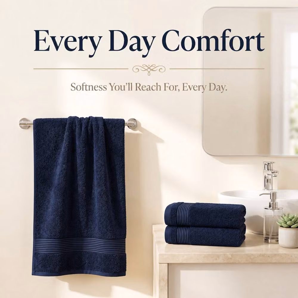 Pamposh 6 Piece Set of Blue Cotton Terry Towels, 500 GSM – 6