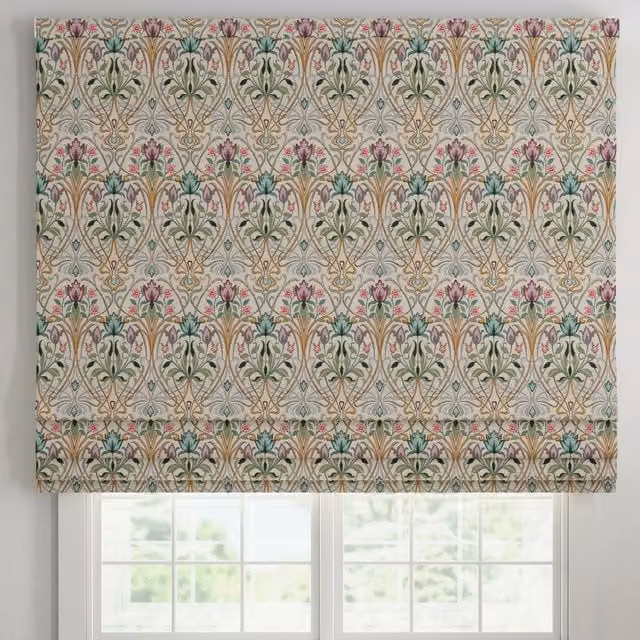ANTE DECOR Alexandra Woven Jacquard Made To Measure Roman Blind in Green, Purple and Multicolour Floral Design