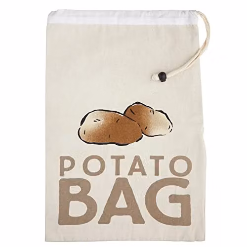 KitchenCraft Stay Fresh Potato Bag in Beige and White Fabric, W/H: 26 x 38 cm