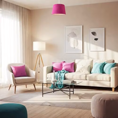 Happy Homewares Pink Velvet Fabric Drum Lamp Shade with White Lining, W/D/H: 30 x 20 x 30 cm – 5