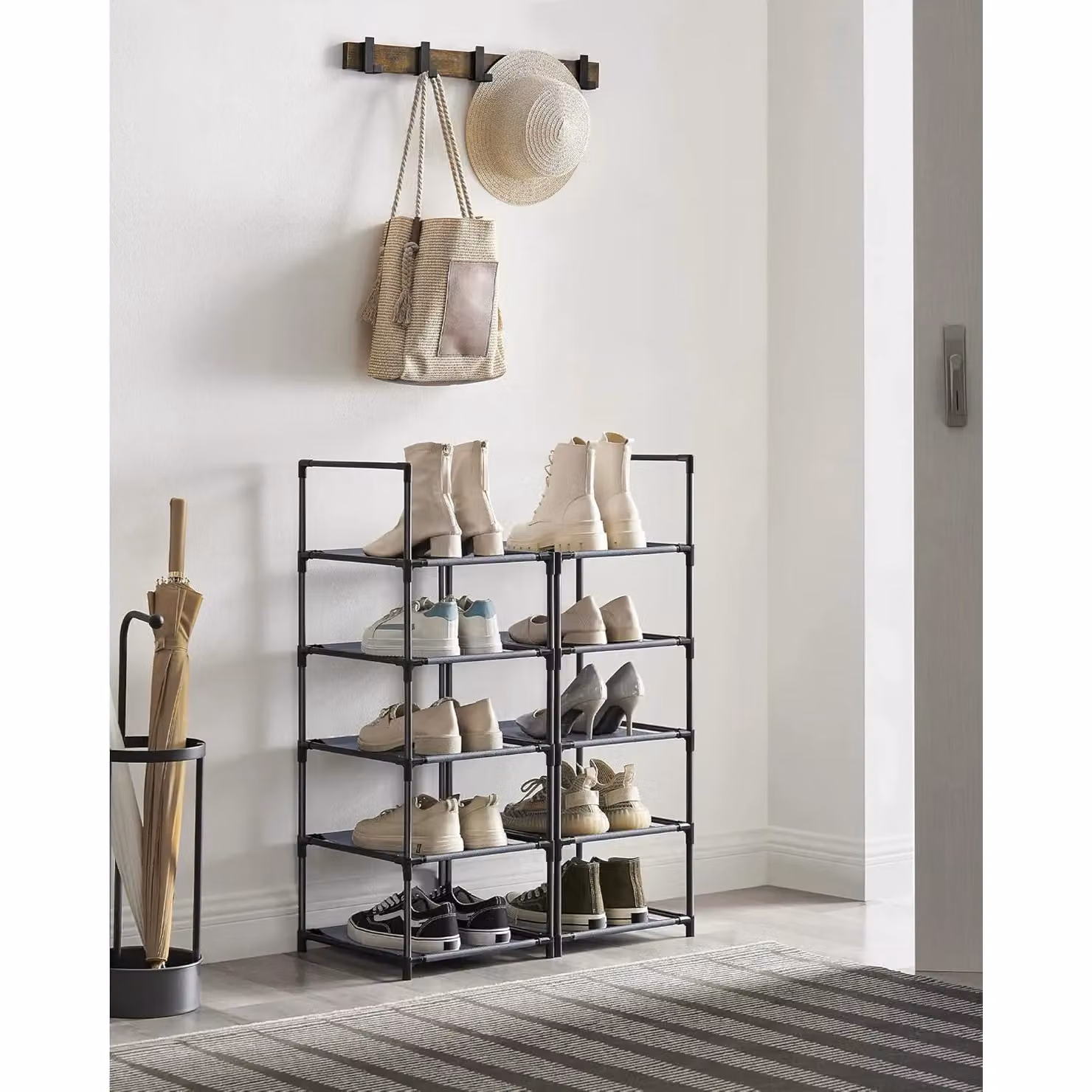 SONGMICS 10-Tier Space Saving Shoe Rack with Adjustable Shelves and Metal Frame in Grey – 2