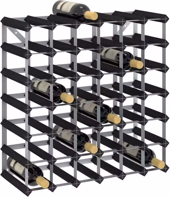Berkfield Home Rustic Black Solid Pine Wood Wall Mounted Wine Rack for 42 Bottles