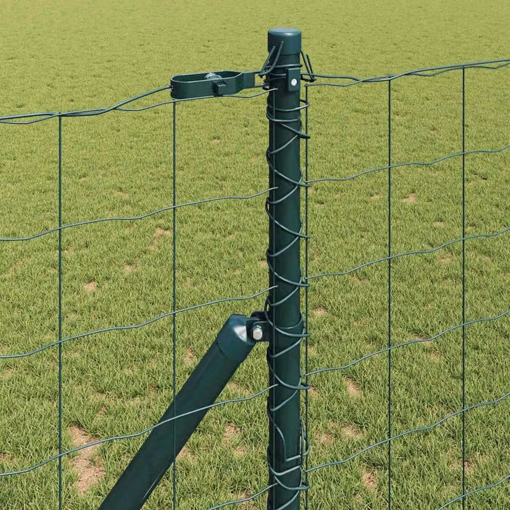 Berkfield Home Euro Fence with 13 Posts, Galvanised Steel, Green, H: 120 cm, W: 25 m – 3