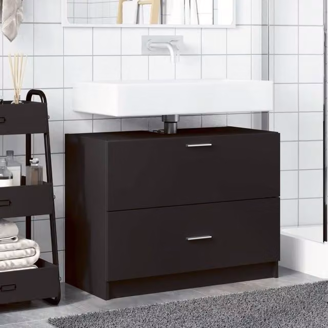 Berkfield Home Black Freestanding Bathroom Sink Cabinet W/D/H: 78 x 37 x 59 cm