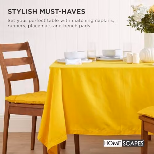 Homescapes Cotton Seat Pad with Tie Cords, Yellow, W/D/H: 40 x 40 x 6.5 cm – 4