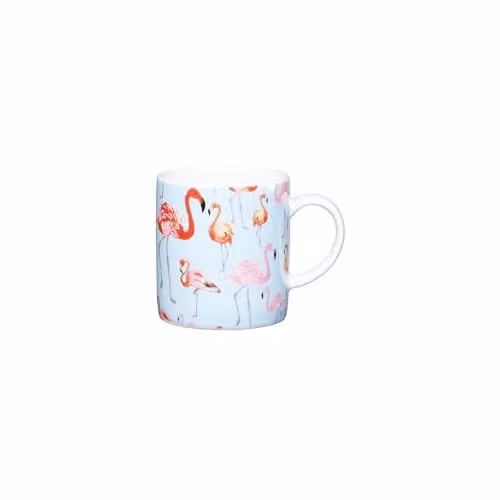 KitchenCraft Set of 6 Turquoise Porcelain Flamingo Espresso Cups, 80 ml – 1