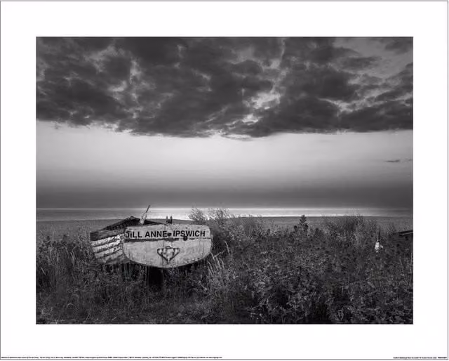 Howard Shooter Suffolk Aldeburgh Boat At Sunset Paper Poster Print in Black – 1