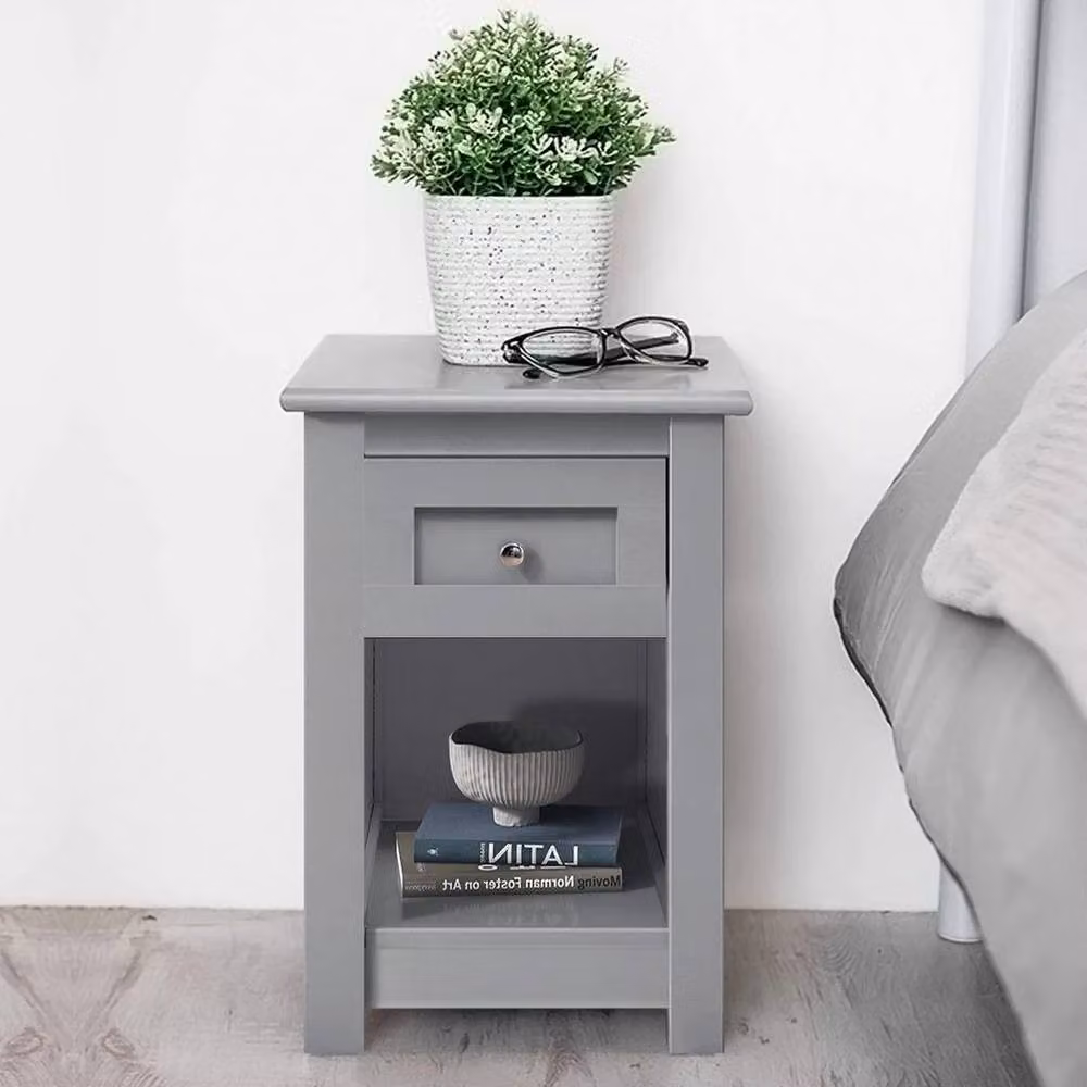 Kelvenix Small Slim Wooden Side End Table in Grey – 3