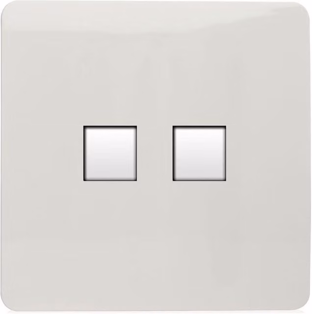 Trendi Switch 2 Gang RJ45 Cat 6 Ethernet and Telephone Secondary Sockets in Ice White