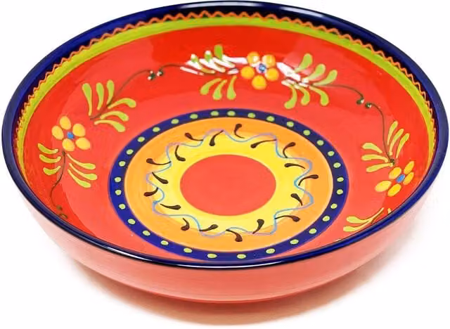 Verano Spanish Ceramics Hand Painted Daisy Chains Multicolour Ceramic Cereal Bowl, Diameter: 26 cm