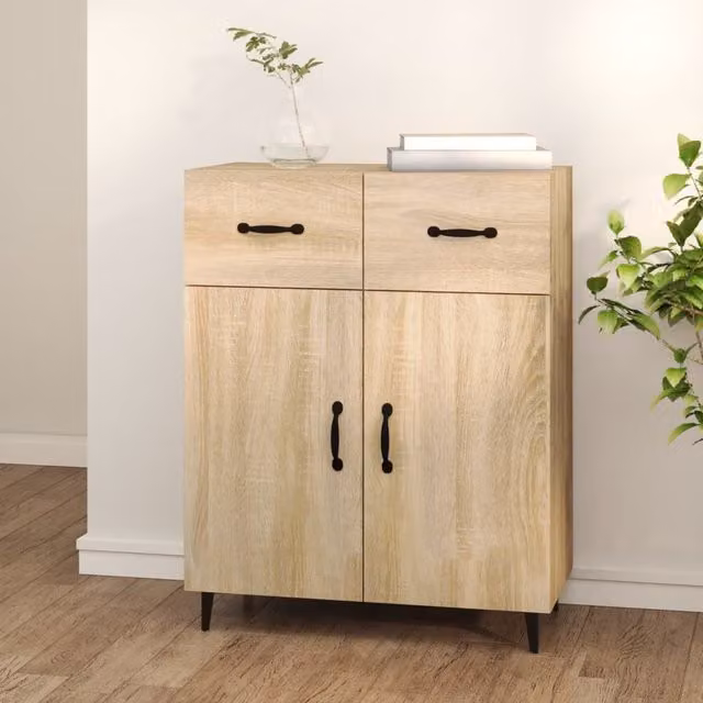 Berkfield Home Sonoma Oak Sideboard in Brown, W/D/H: 69.5 x 34 x 90 cm