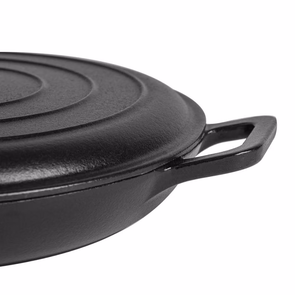 Argon Tableware 2x Shallow Cast Iron Casserole Dishes with Self-Basting Lid, 2.3L, Black – 4