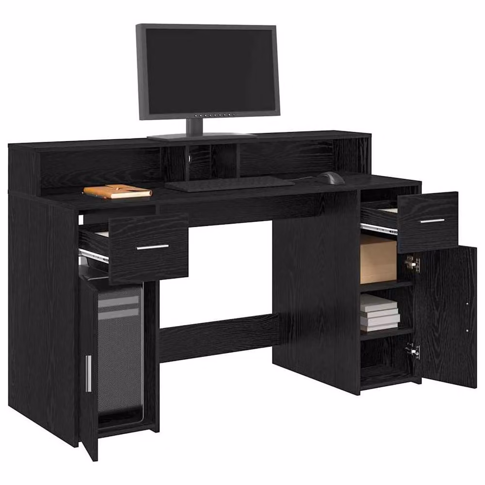 Berkfield Modern Black Oak Writing Desk W/D/H: 140 x 55 x 91 cm – 2