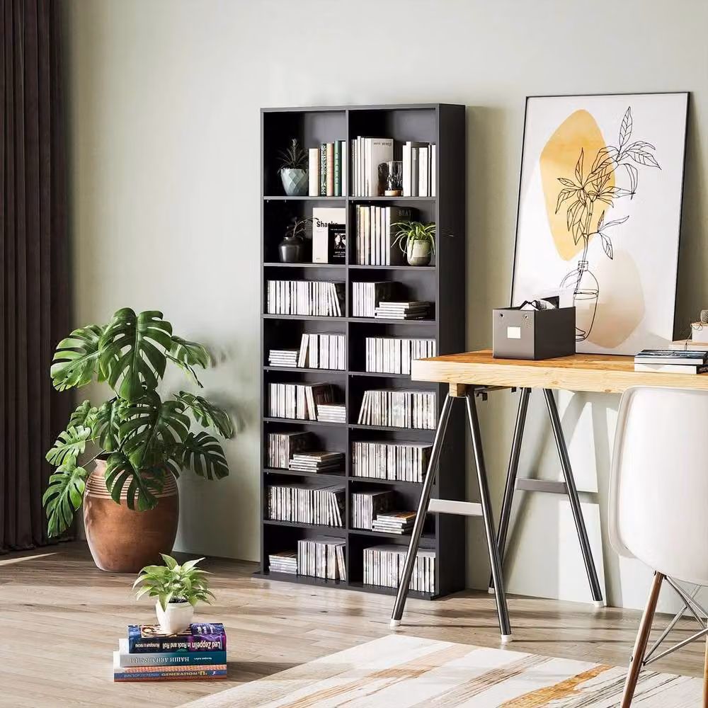 NESTLUNE 640 CD and DVD Storage Unit in Black, W: 100 cm, D: 15 cm, H: 175 cm – 6