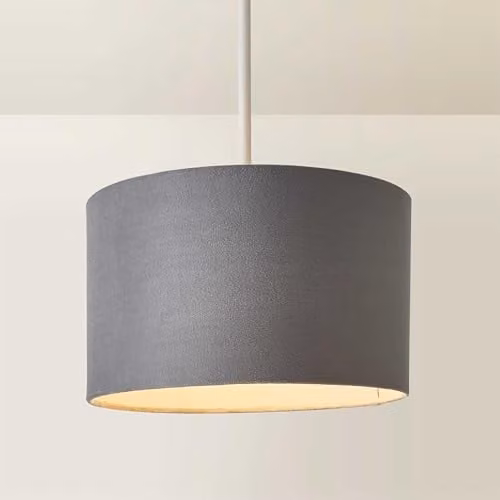 ValueLights Reni Modern Grey Fabric Drum Ceiling Lamp Shade, Width: 25 cm – 1