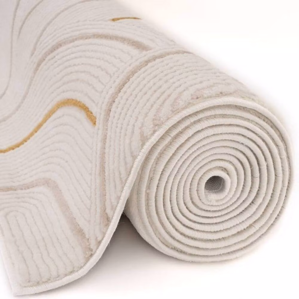 THE RUGS Carmel Arch Design Soft Pile Area Rug, Ivory and Gold, W: 80 cm, L: 150 cm – 2