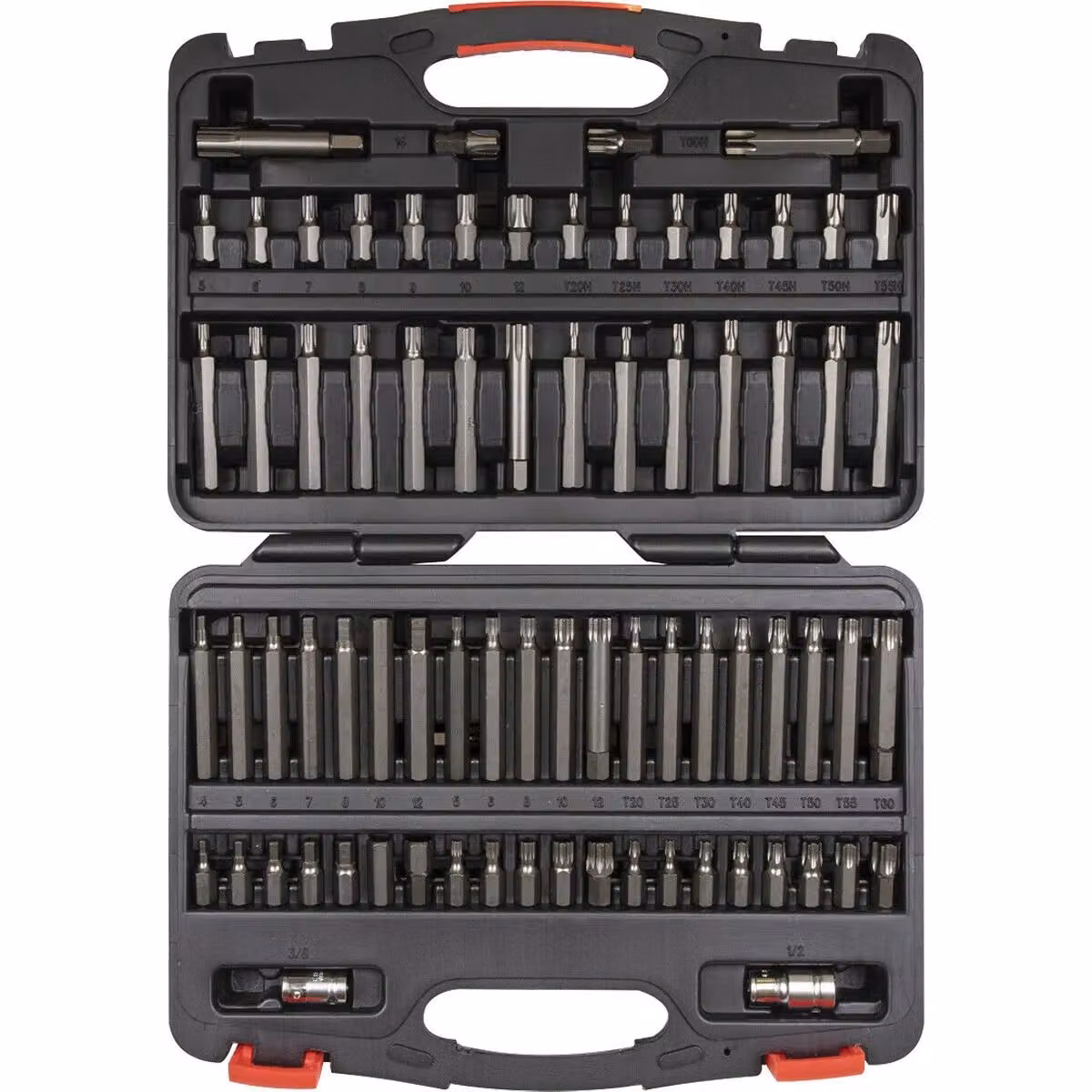 Loops 74pc TRX-Star Socket Bit Set with Security, Hex, Spline and Ribe Bits in Chrome Vanadium Steel, 3/8" and 1/2" Sq Drive, Multicolour – 4