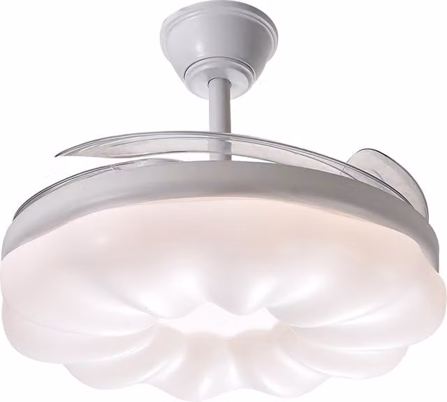 Living Star Dimmable Ceiling Fan Light with Remote Control and Retractable Blades in White