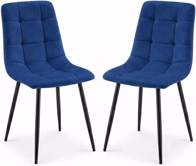 Bravich Modern Geometric Blue Velvet Dining Chair with Metal Frame