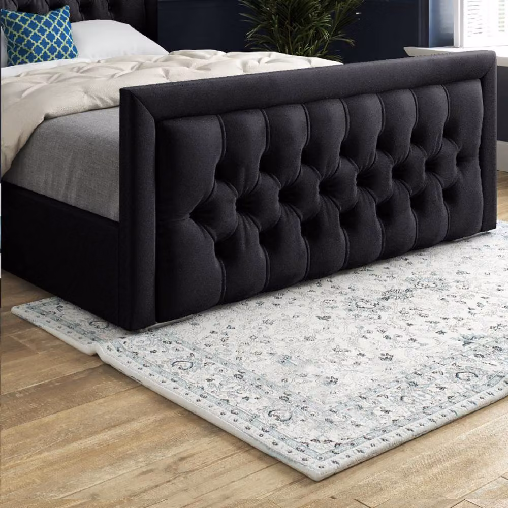 Casani Yvonne Upholstered Black Velvet Designer Bed Frame W/D/H: 137 x 120 x 200 cm – 6
