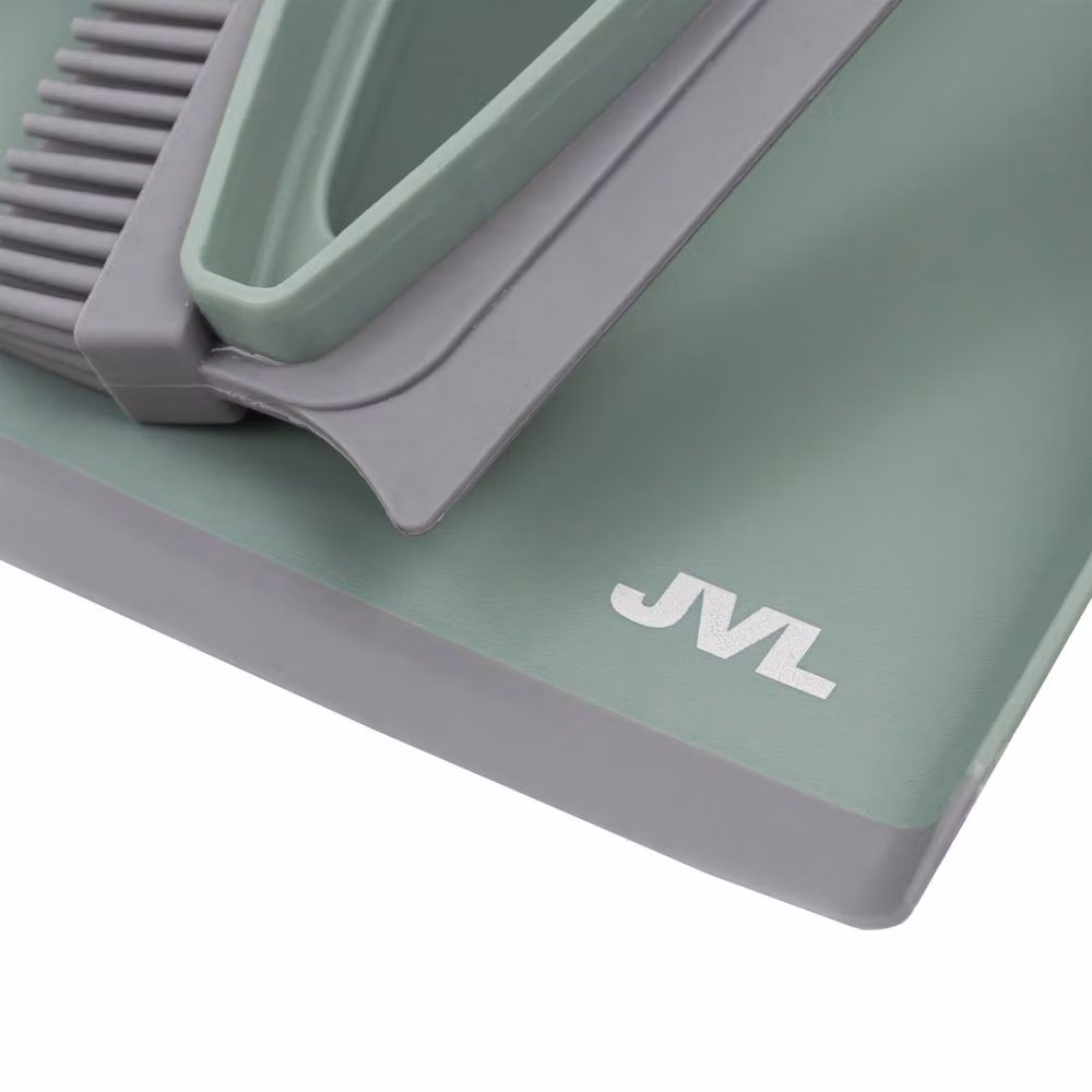 JVL Rubber Dustpan and Brush Set with Scraper, Green and Grey – 2