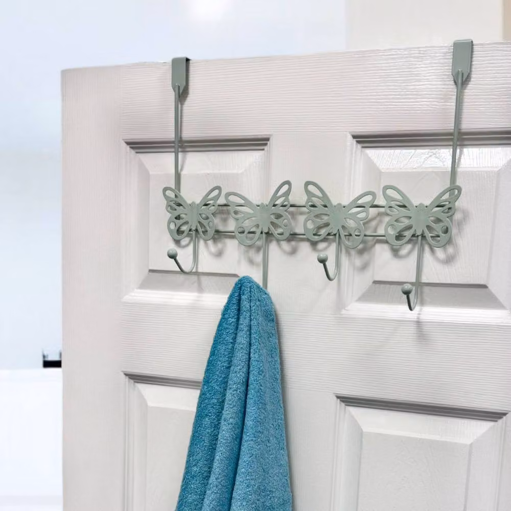 Showerdrape Butterflies Over-Door Storage Hooks in Green, Pink or White – 2