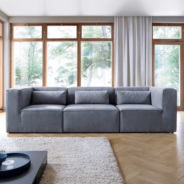 Abakus Direct Doris 4 Seater Sofa in Dark Grey Cord Fabric, W/D/H: 282 x 94 x 73 cm – 1