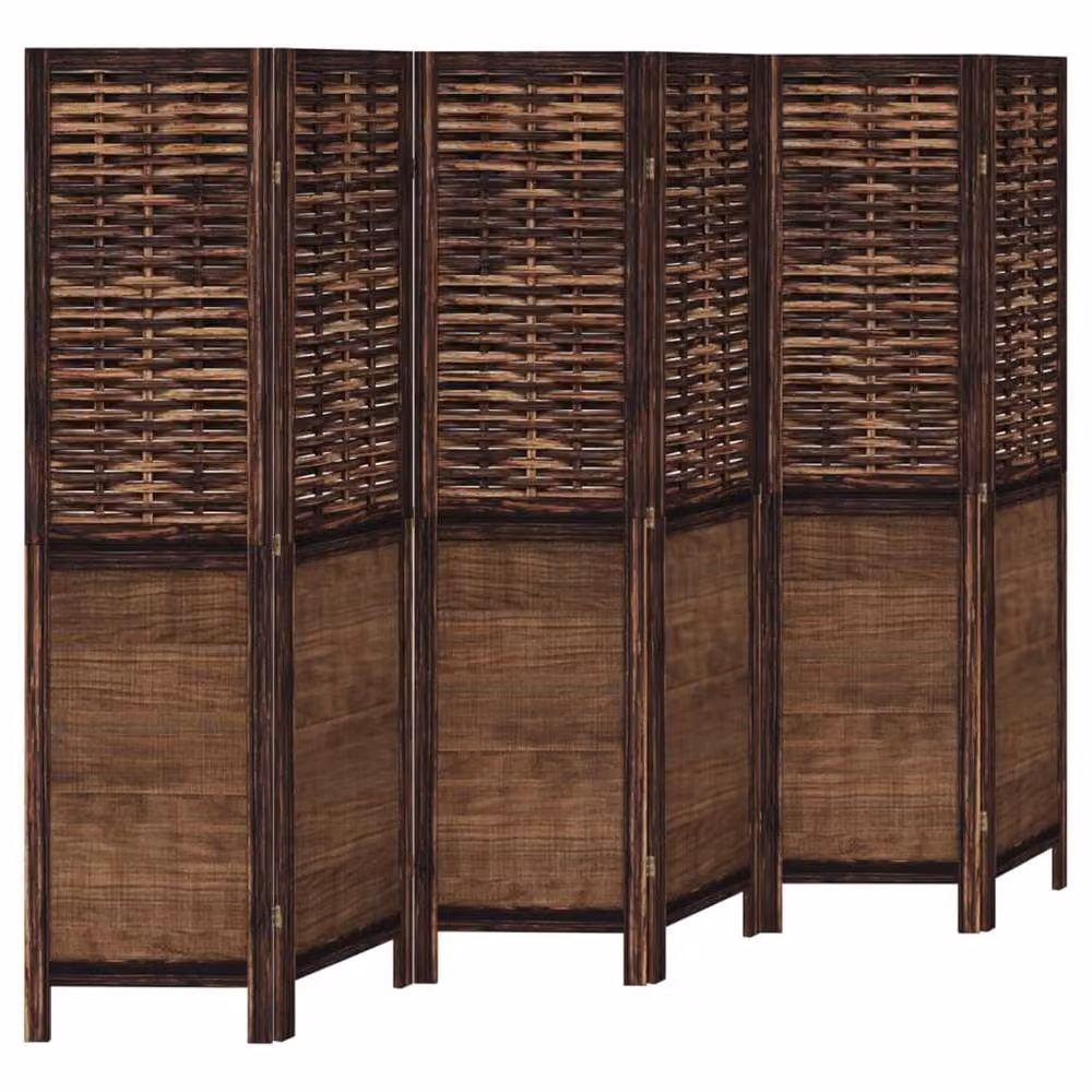 Berkfield Home 6-Panel Room Divider in Dark Brown Solid Paulownia Wood – 2