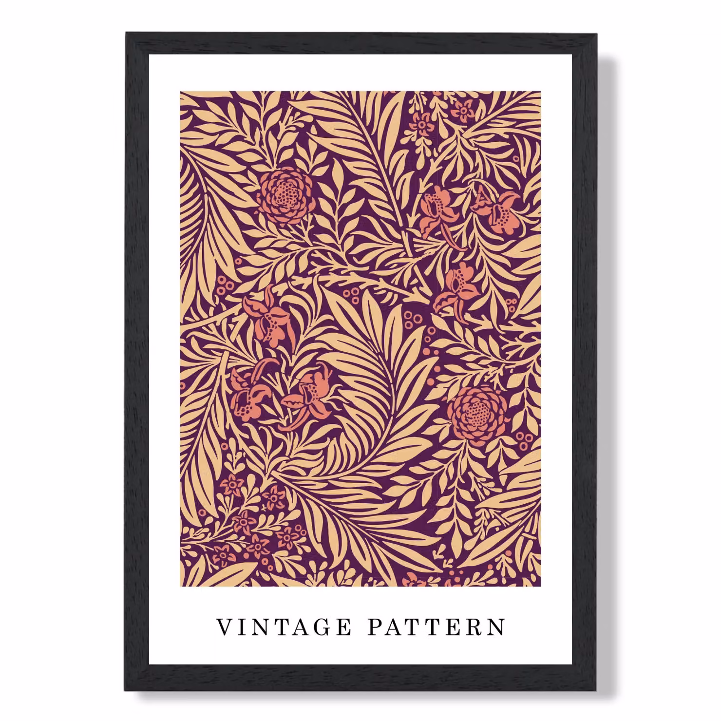 ARTZE Vintage William Morris Larkspur Floral Art Print in Pink and Beige with Black Frame – 2