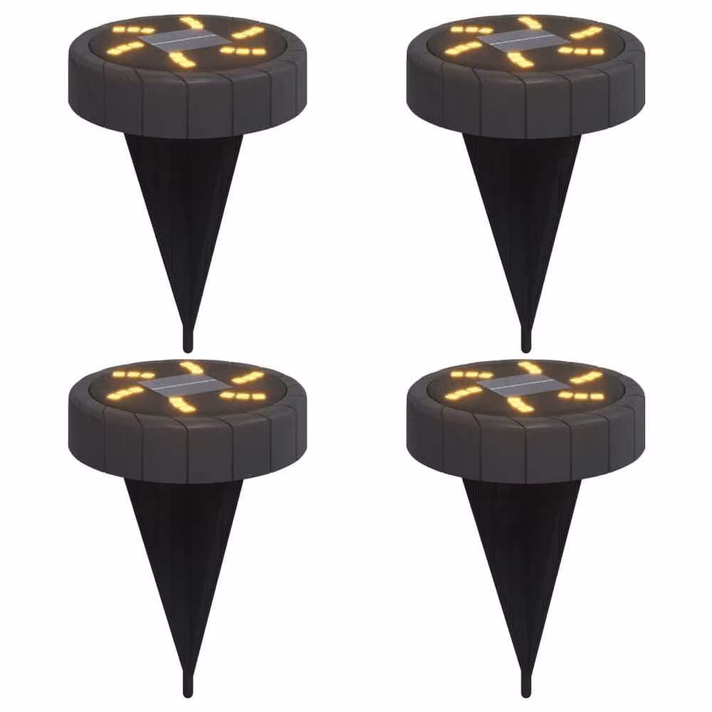 Berkfield Home Solar Ground Lights with Ground Spikes, 4 Pack, Black, Warm White – 2
