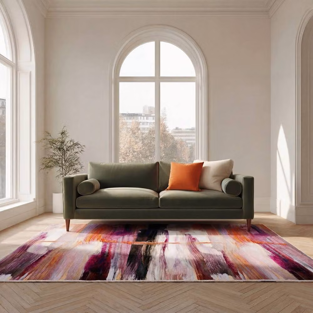 Kukoon Pink and Orange Abstract Modern Washable Rug, W/D/H: 330 x 240 cm – 2